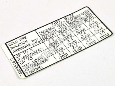 LABEL,TIRE PRESSURE MITSUBISHI 7430A516