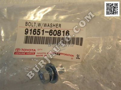 Toyota 9165160816 BOLT, W/WASHER